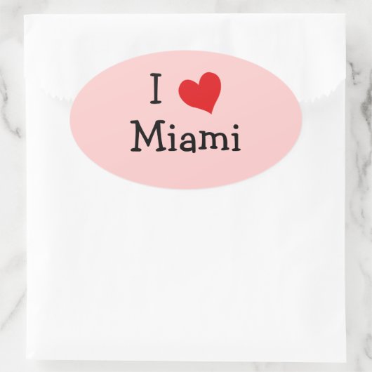 I Liebe Miami Ovaler Aufkleber (Tasche)