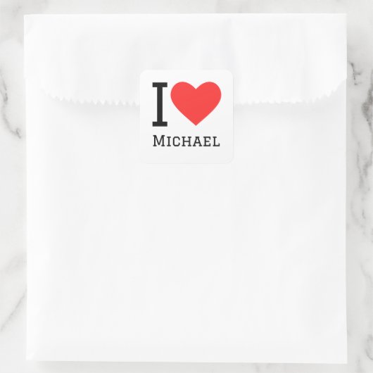 I Liebe michael Quadratischer Aufkleber (Tasche)