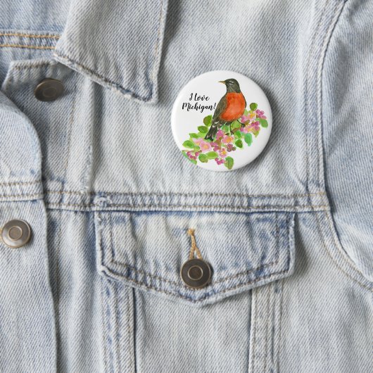 I Liebe Michigan American Robin Button (Beispiel)