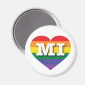I Liebe Michigan Gay Pride Rainbow Heart Magnet (Vorderseite/Rückseite)