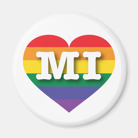 I Liebe Michigan Gay Pride Rainbow Heart Magnet (Vorne)