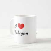 I Liebe Michigan Heart Typografy Coffee Tasse (Vorderseite Links)