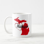 I Liebe Michigan Hearts Map Kaffeetasse (Links)