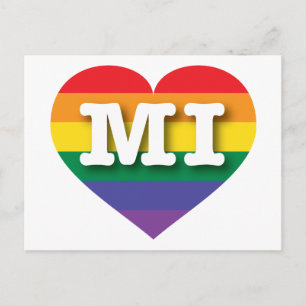 I Liebe Michigan Rainbow Heart Postkarte