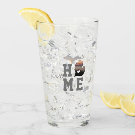 I Liebe Michigan Zuhause Staat Glas (Vorderseite Ice)