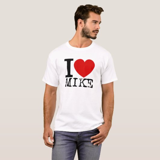 I Liebe-Mike (Schwarzes) T-Shirt (Vorne ganz)
