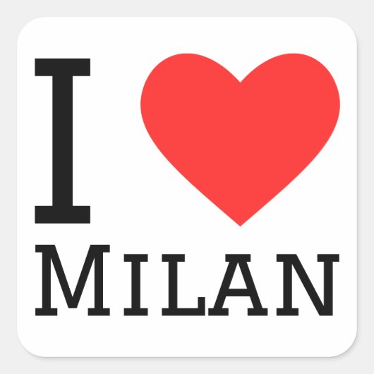 I Liebe Milan Quadratischer Aufkleber (Vorderseite)