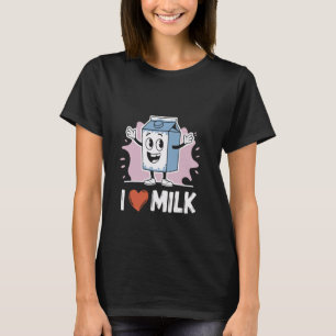 I Liebe Milk Cartoon Fun Style für Milchenthusiast T-Shirt