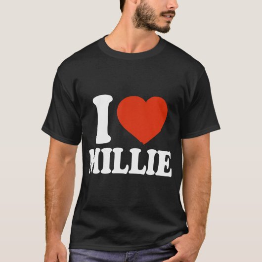 I Liebe Millie Ich Herz Millie Rotes Herz Valentin T-Shirt (Vorderseite)