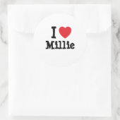 I Liebe Milliherz T - Shirt Runder Aufkleber (Tasche)