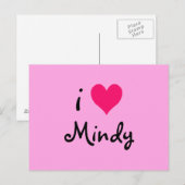 I Liebe Mindy Postkarte (Vorne/Hinten)