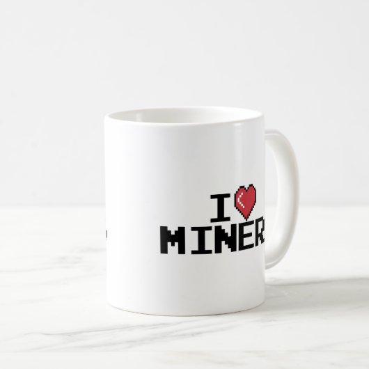 I Liebe Miners Red Heart Funny Mining Gamer Miners Kaffeetasse (VorderseiteRechts)