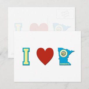 I Liebe Minnesota Flag Big Red Heart geformt State Postkarte