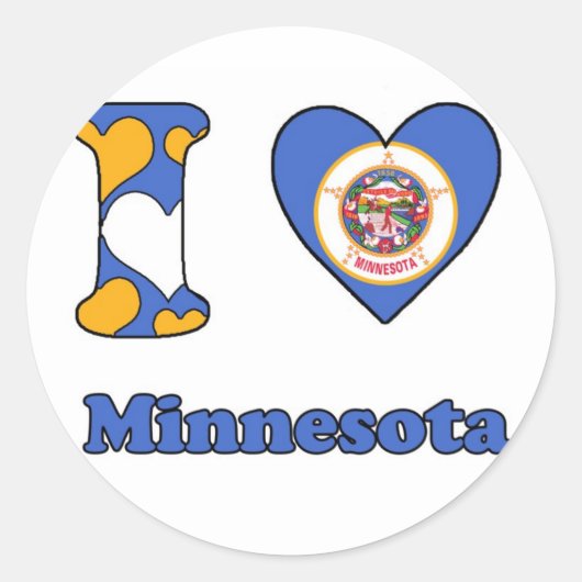 I Liebe Minnesota Runder Aufkleber (Vorderseite)