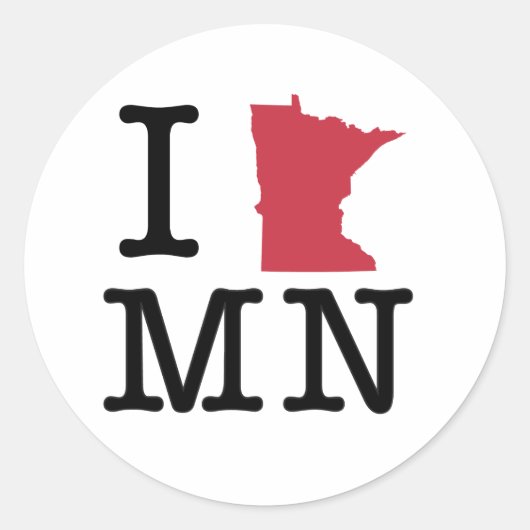 I Liebe Minnesota Runder Aufkleber (Vorderseite)