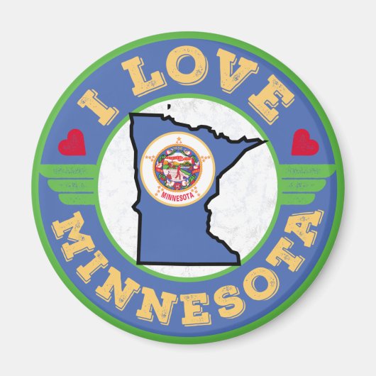 I Liebe Minnesota Staat Karte und Flagge Magnet (Vorne)