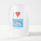 I Liebe MIPs 3 mattierte Tasse aus Glas (Vorderseite Links)