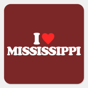 I LIEBE MISSISSIPPI QUADRATISCHER AUFKLEBER