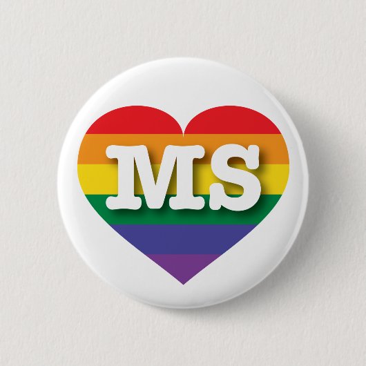 I Liebe Mississippi Rainbow Heart Button (Vorderseite)