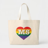 I Liebe Mississippi Rainbow Heart Jumbo Stoffbeutel (Vorne)