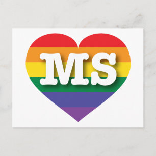 I Liebe Mississippi Rainbow Heart Postkarte