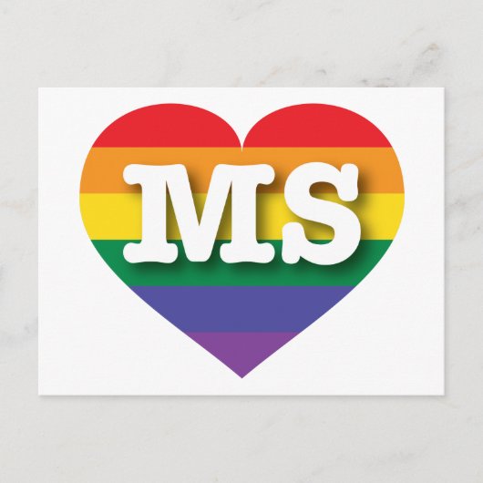 I Liebe Mississippi Rainbow Heart Postkarte (Vorderseite)