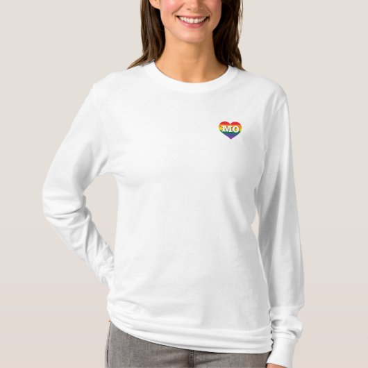 I Liebe Missouri Rainbow Heart T-Shirt (Vorderseite)