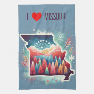 I Liebe Missouri Weihnachten Winter Geschirrtuch