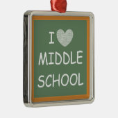 I Liebe-mittlere Schule Silbernes Ornament (Rechts)