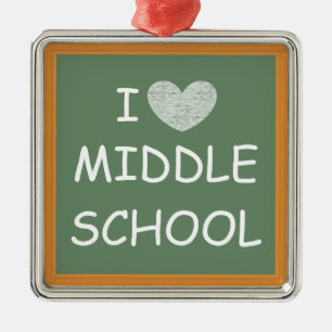 I Liebe-mittlere Schule Silbernes Ornament