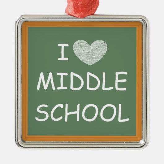 I Liebe-mittlere Schule Silbernes Ornament (Vorne)