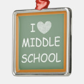I Liebe-mittlere Schule Silbernes Ornament (Links)