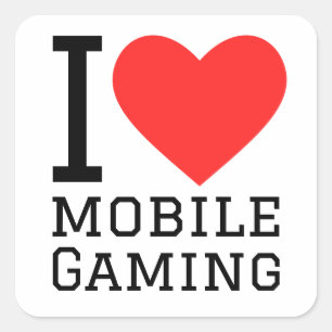 I Liebe Mobile Gaming Quadratischer Aufkleber