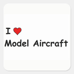 I Liebe Modellflugzeug Quadratischer Aufkleber