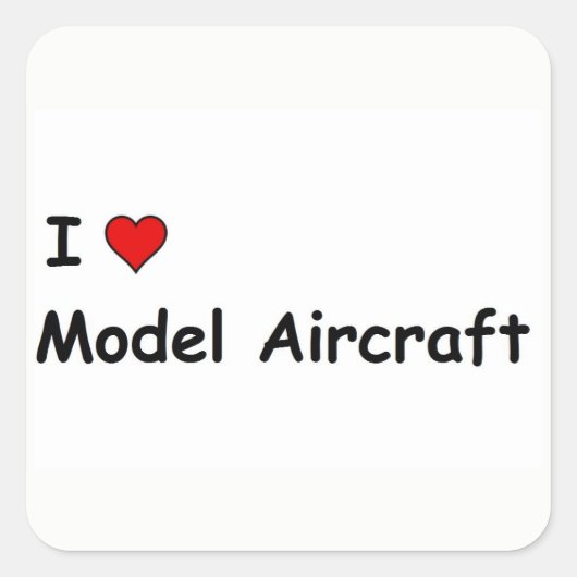I Liebe Modellflugzeug Quadratischer Aufkleber (Vorderseite)