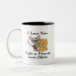 I Liebe mögen Sie ein MäuseLiebe-Käseschwarzes Zweifarbige Tasse