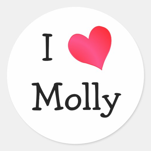 I Liebe Molly Runder Aufkleber (Vorderseite)