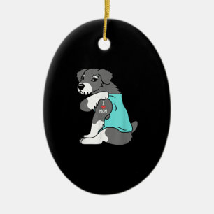 i Liebe Mom tattoo schnauzer lustige Mama Tageshun Keramik Ornament