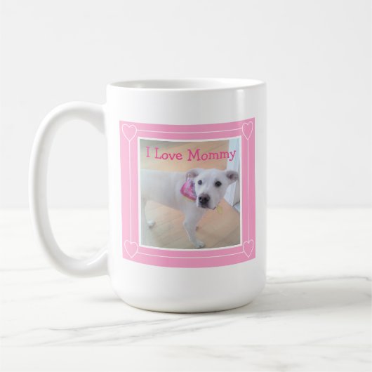 I Liebe Mommy Niedlich White Puppy Dog Hübsch Rosa Kaffeetasse (Links)