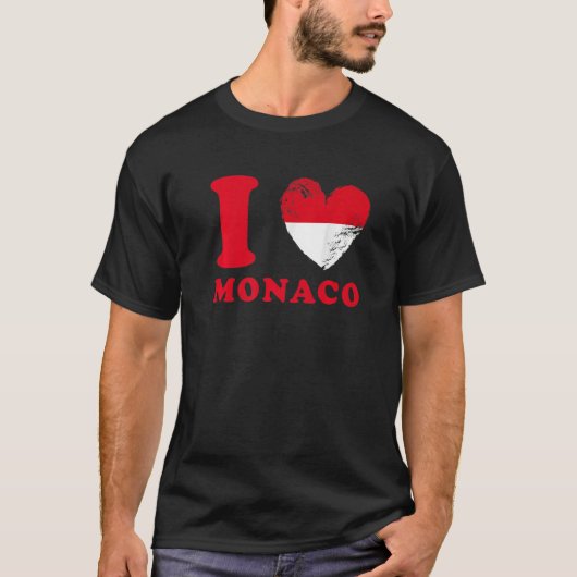 I Liebe Monaco Drapeau en forme de coeur Monaco 1 T-Shirt (Vorderseite)
