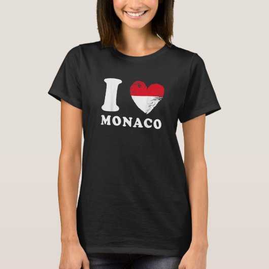 I Liebe Monaco Drapeau en forme de coeur Monaco T-Shirt (Vorderseite)
