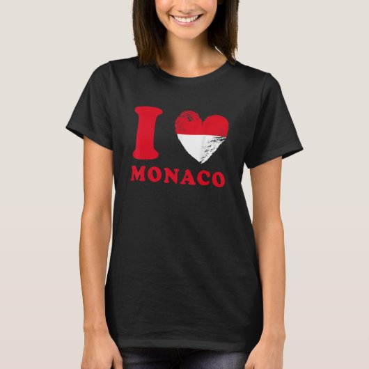 I Liebe Monaco Drapeau en forme de coeur Monaco T-Shirt (Vorderseite)