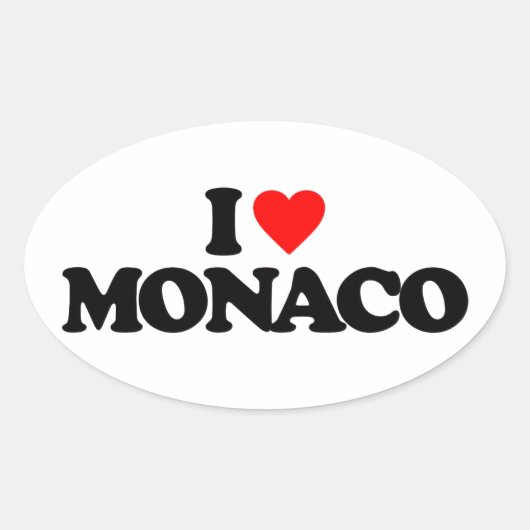I LIEBE MONACO OVALER AUFKLEBER (Vorderseite)