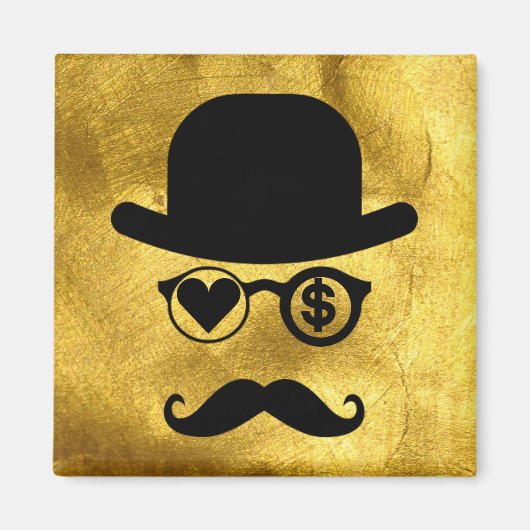 I Liebe Money Magnet Mustache (Vorne)