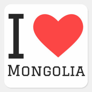 I Liebe Mongolei Quadratischer Aufkleber