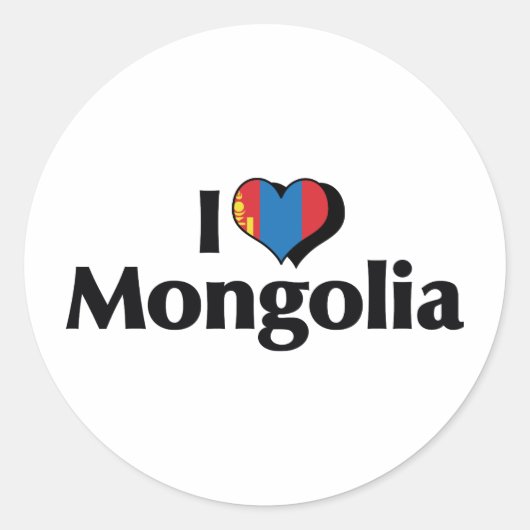I Liebe Mongolei Runder Aufkleber (Vorderseite)