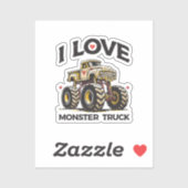 I Liebe Monster Truck Aufkleber (Blatt)