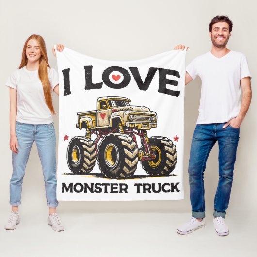 I Liebe Monster Truck Fleecedecke (Beispiel)