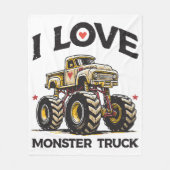 I Liebe Monster Truck Fleecedecke (Vorderseite)