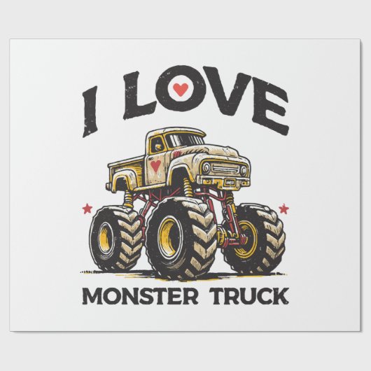 I Liebe Monster Truck Geschenkpapier (Flach)